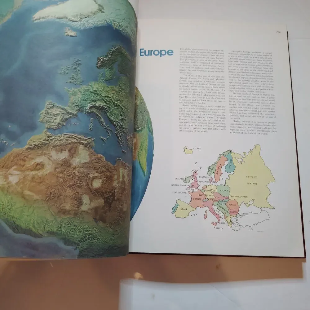 VTG 1973 Rand McNally World Atlas Imperial Edtn Oversized HC Burgundy Gold‑Foil